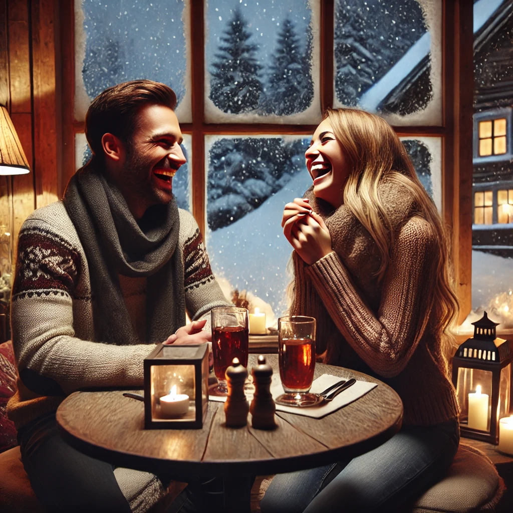 Husband and wife date night having fun