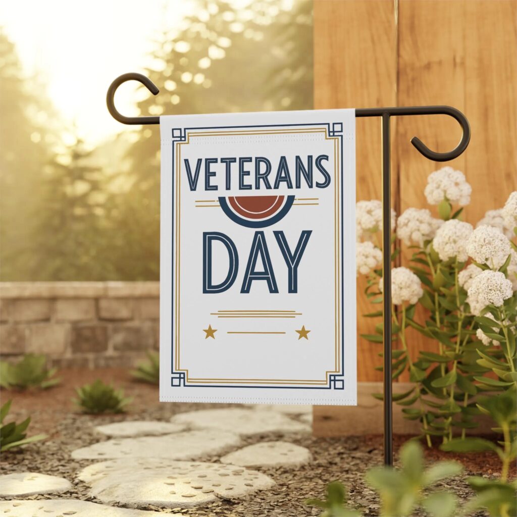 Veterans Day Art Deco Patriotic American Garden Flag by Far From The Farm