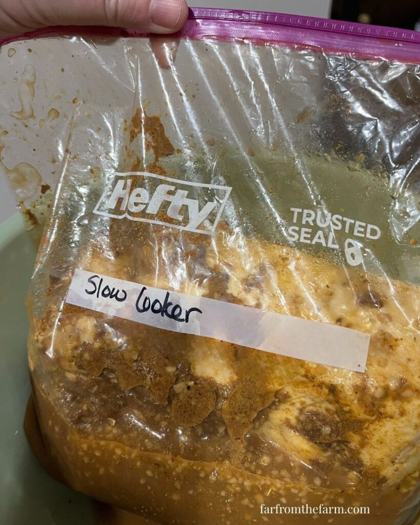 Easy Slow Cooker Freezer Meal Shredded Pork Roast for Tacos and Burritos