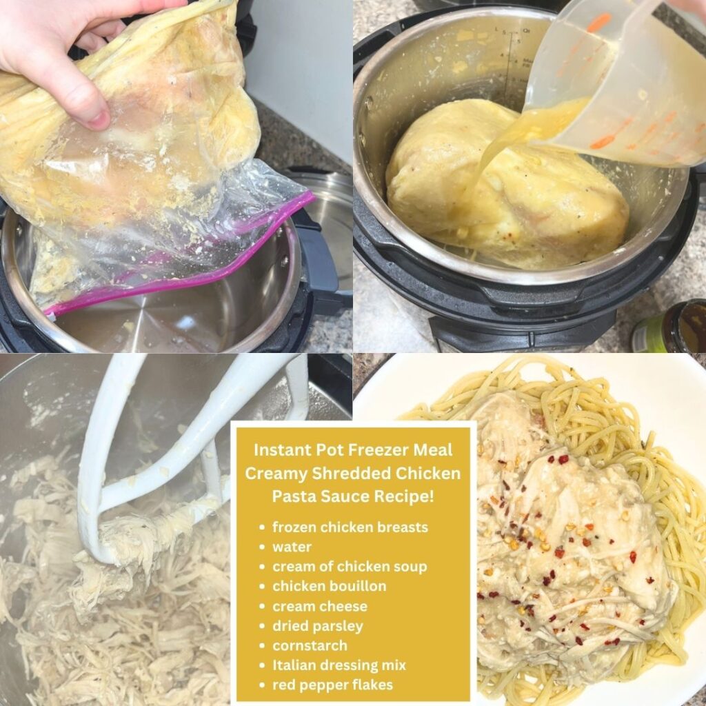 Instant Pot Freezer Meal Creamy Shredded Chicken Pasta Sauce Recipe!