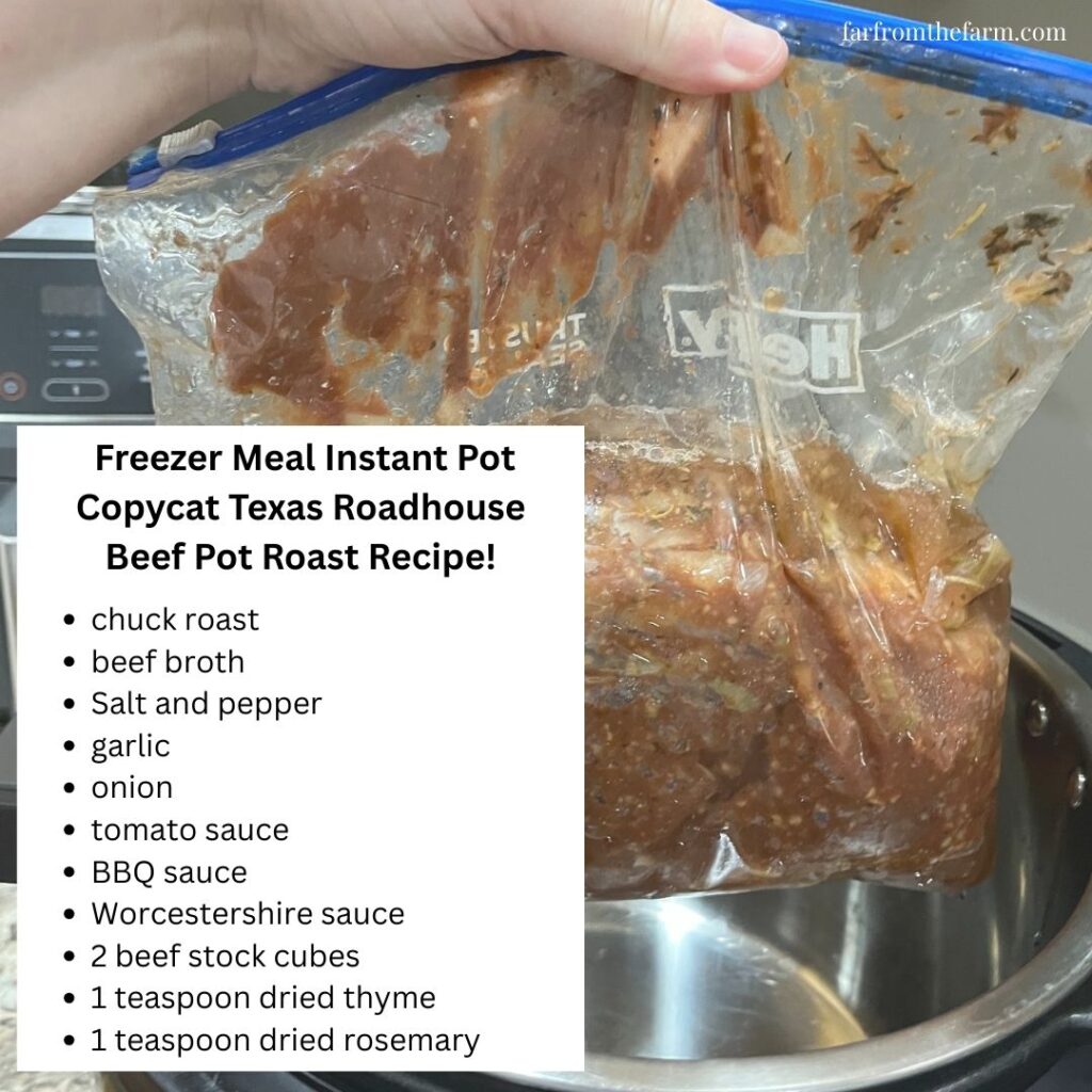 Budget Freezer Meal Instant Pot Copycat Texas Roadhouse Beef Pot Roast Recipe!