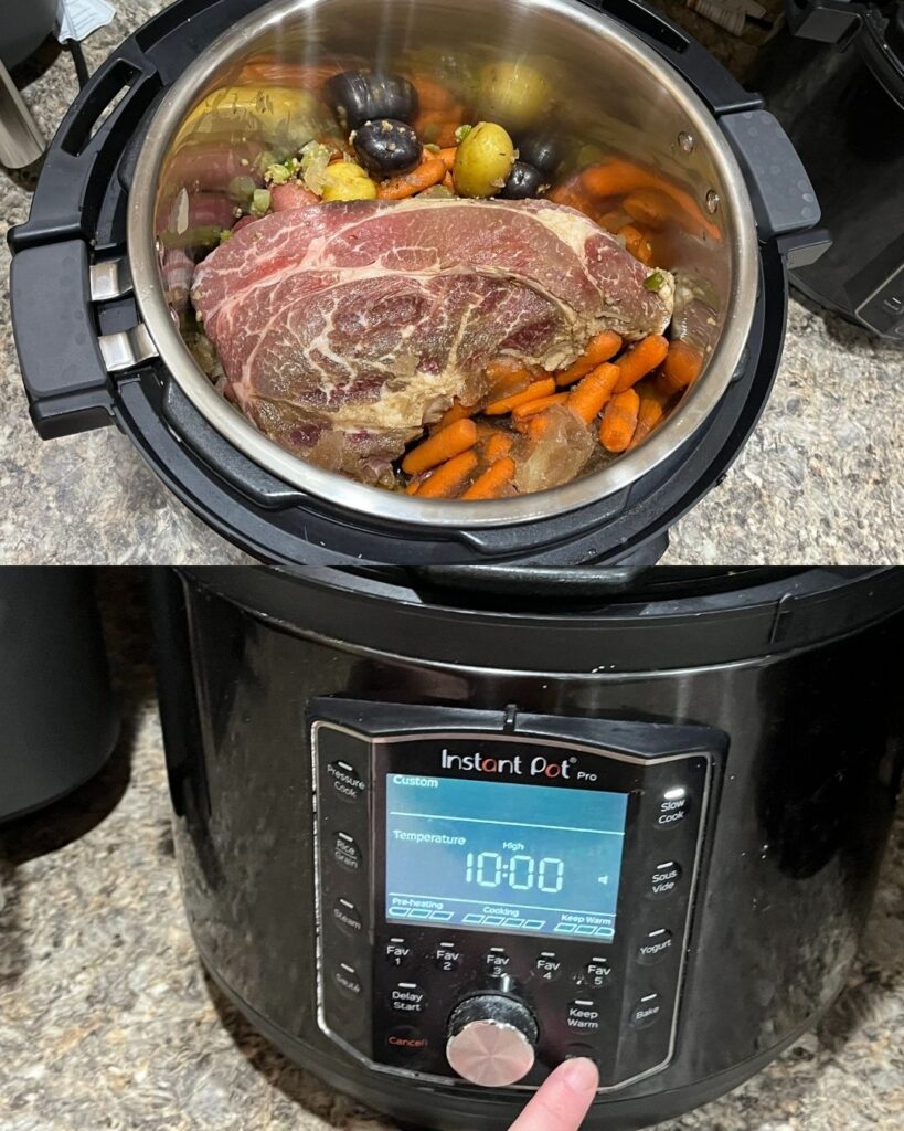 Make Ahead Slow Cooker Freezer Meal Beef Pot Roast With Potatoes, Carrots and Mustard Gravy!