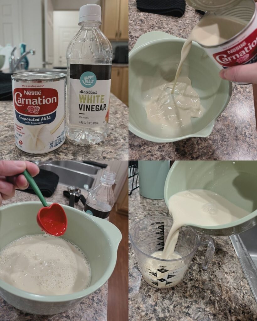 How to Make Buttermilk from Canned Evaporated Milk and Vinegar