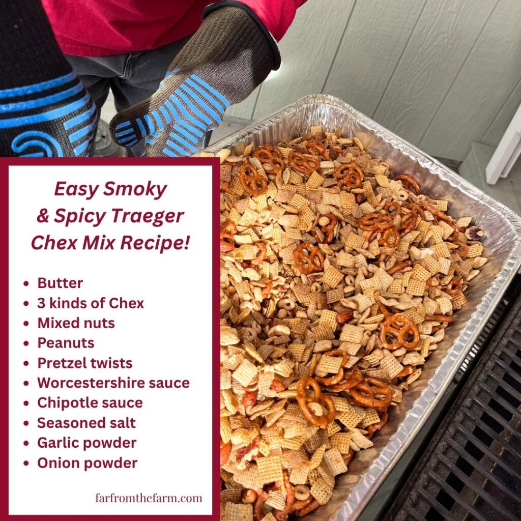 Easy Smoky and Spicy Traeger Chex Mix Recipe!