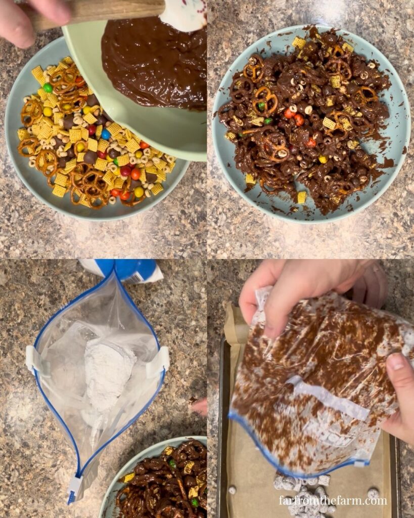 Classic Easy Homemade Chocolate and Peanut Chex Mix Puppy Chow Recipe!
