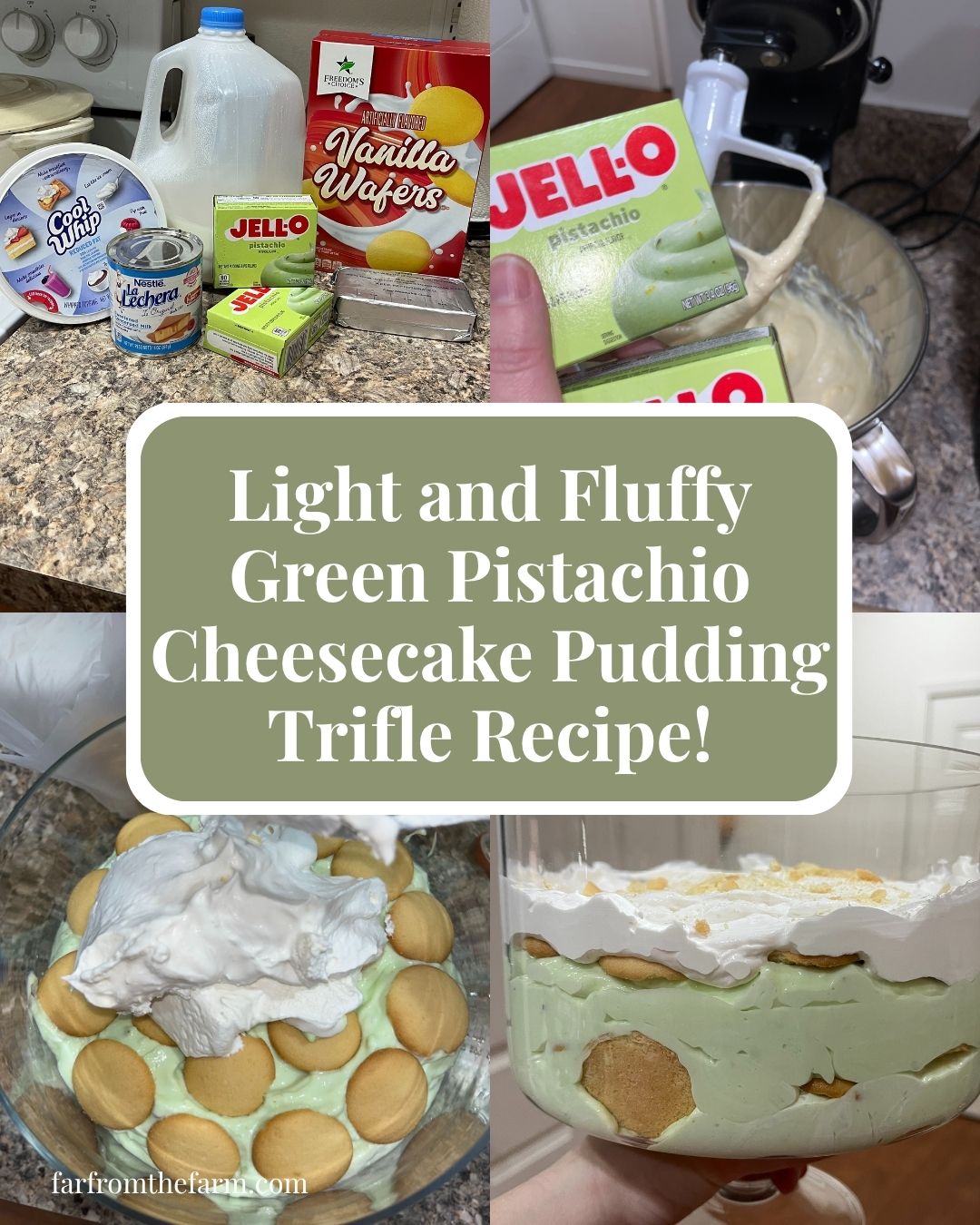 Light and Fluffy Green Pistachio Cheesecake Pudding Trifle Recipe!