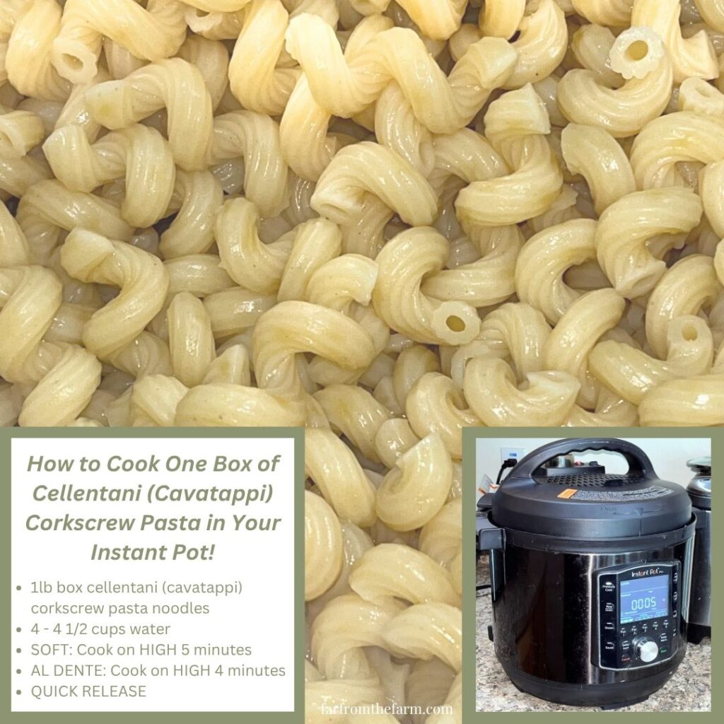 How to Cook One Box of Cellentani (Cavatappi) Corkscrew Pasta in Your Instant Pot!