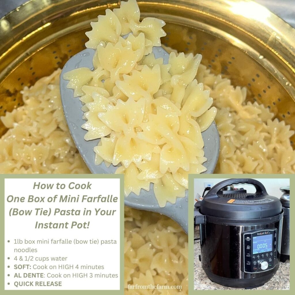 How to Cook One Box of Mini Farfalle Bow Tie Pasta in Your Instant Pot!