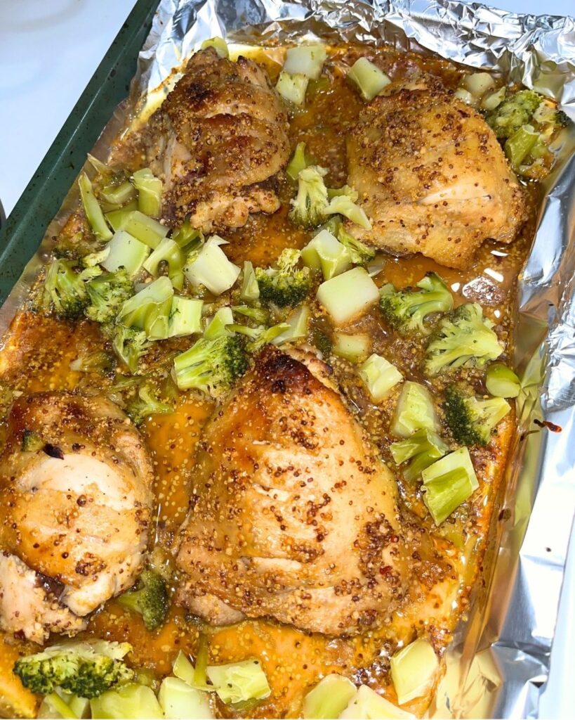 Sheet Pan Honey Mustard Chicken Thighs with Broccoli Recipe!