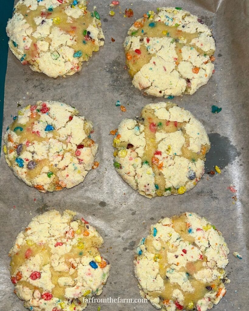 Copycat Crumbl Cereal Milk Cookie Recipe with Fruity Pebbles and Box Cake Mix!