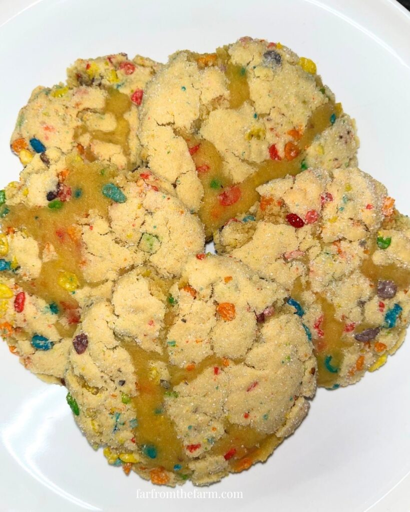 Copycat Crumbl Cereal Milk Cookie Recipe with Fruity Pebbles and Box Cake Mix!