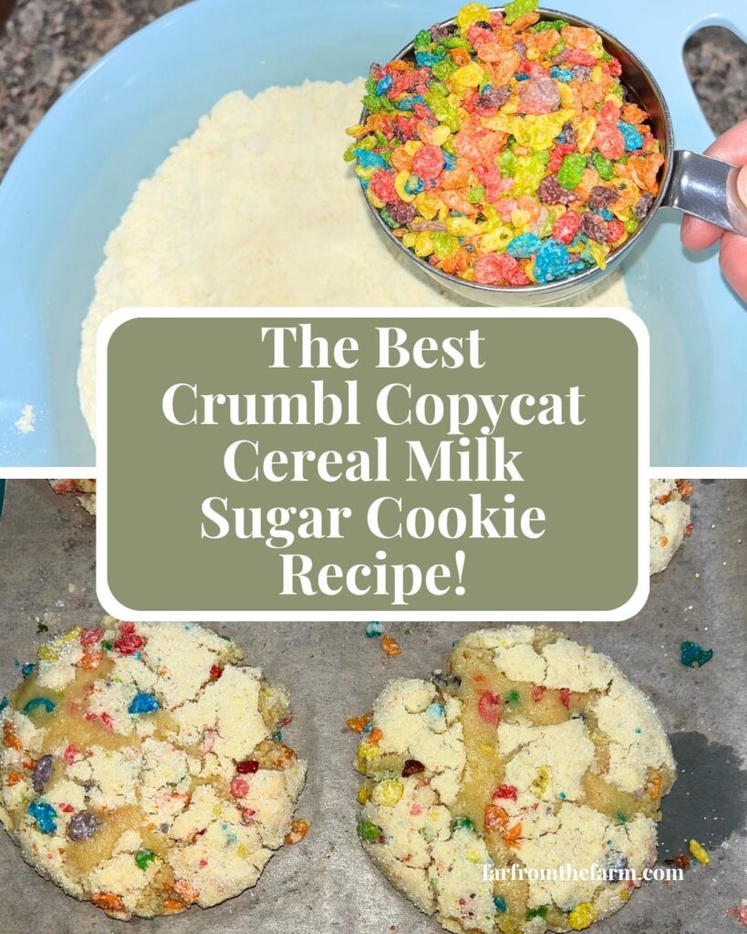 Copycat Crumbl Cereal Milk Cookie Recipe with Fruity Pebbles and Box Cake Mix!