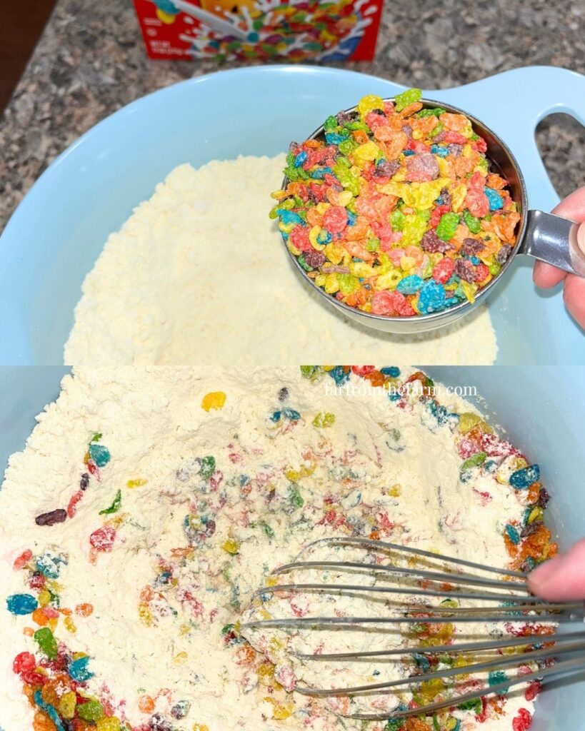 Copycat Crumbl Cereal Milk Cookie Recipe with Fruity Pebbles and Box Cake Mix!