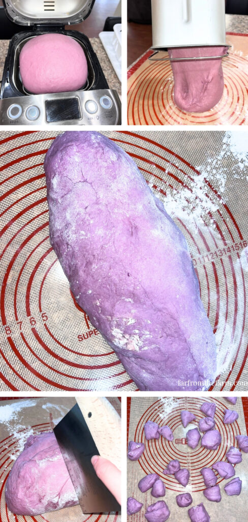 Easy Bread Machine Ube Brioche Rolls with Chocolate Peanut Butter!
