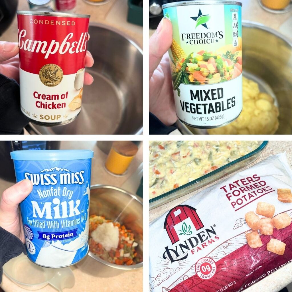 Easy Pantry Chicken Pot Pie Tater Tot Casserole Recipe!